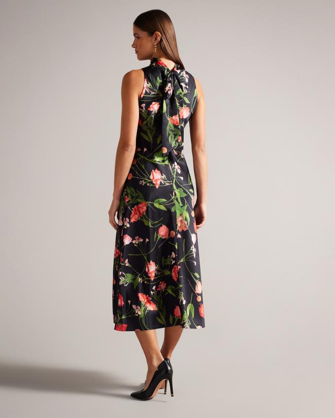 Peignoir Ted Baker High Neck Floral Midaxi Slip Noir Femme | CTT-44187882